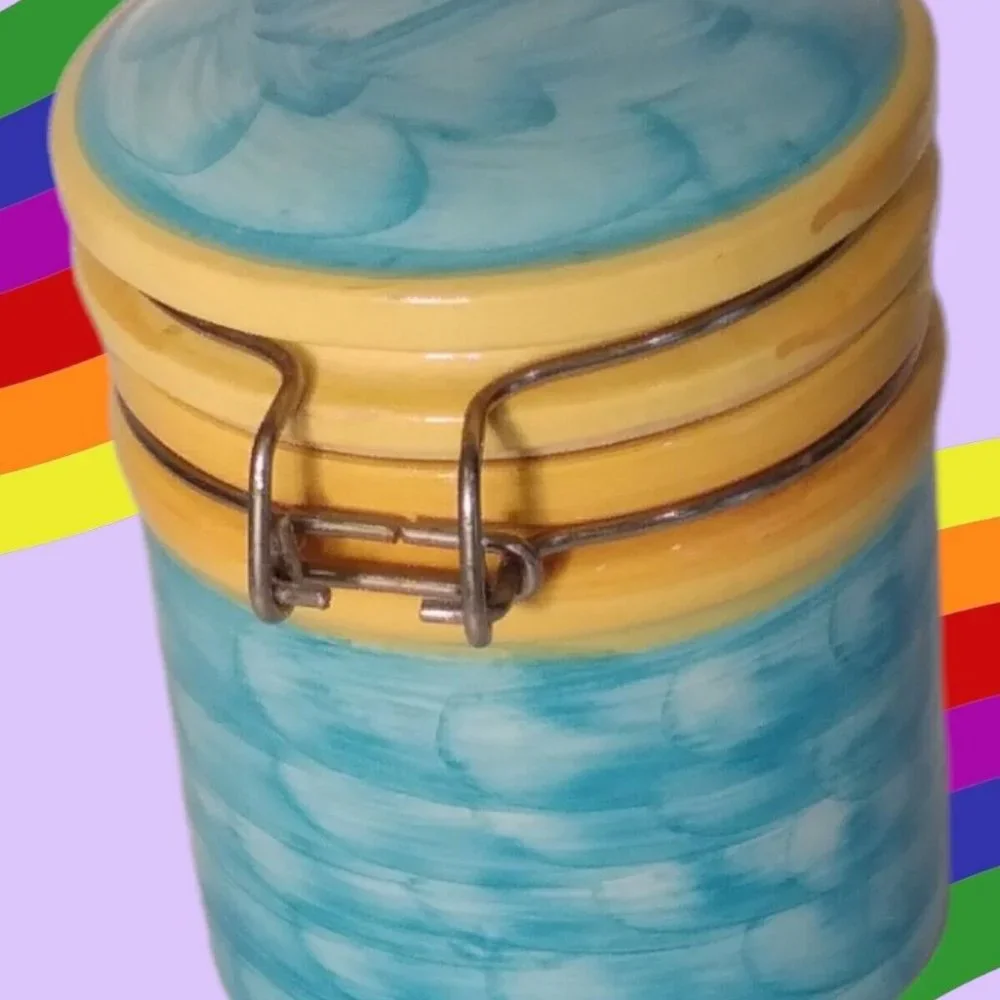 WHITTARD OF CHELSE - A Hinged Storage Jar Tea Coffee Cad‎ Multicolor & Cherries